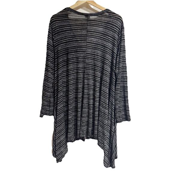 Comfy USA Women XL Black White Striped Asymmetrical Button Down Tunic Blouse - Picture 6 of 6